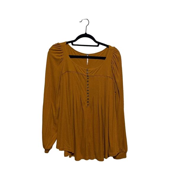 Free People Devin Scoop Neck Long Sleeve Top M - Picture 2 of 4